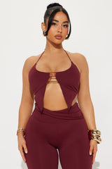 After Hours Halter Pant Set - Wine