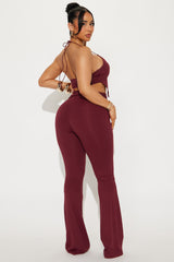 After Hours Halter Pant Set - Wine