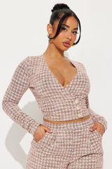 So Prestige Knit Tweed Pant Set - Pink