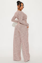 So Prestige Knit Tweed Pant Set - Pink
