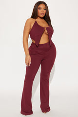 After Hours Halter Pant Set - Wine