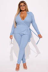 Cindy Wrap Top And Legging Set - Denim