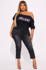 Cause I'm Too Messy Baby Tee - Black