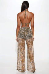 Festival Babe Animal Print Mesh Pant Set - Brown/combo