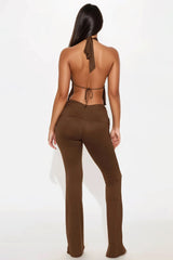 Solei Backless Pant Set - Brown