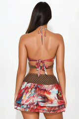 City Sirens Mini Skirt Set - Brown Combo