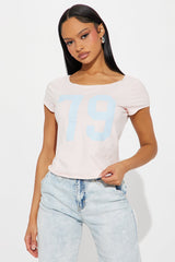 Ready To Play Off Shoulder Tee - Light Pink