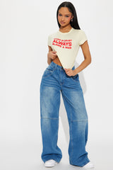 Khai Non Stretch Seamed Wide Leg Jeans - Medium Wash