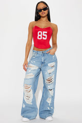 Take Notes Jersey Corset Top - Red