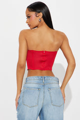 Take Notes Jersey Corset Top - Red
