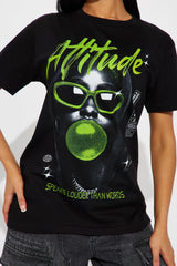 Attitude Runs Deep Oversized Tee - Black