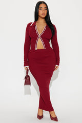 The Charlotte Maxi Skirt Set - Wine
