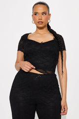 Midnight Princess Lace Pant Set - Black