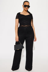 Midnight Princess Lace Pant Set - Black