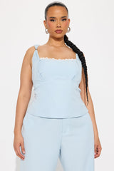 Evangeline Pinstripe Pant Set - Light Blue