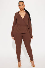 Cindy Wrap Top And Legging Set - Chocolate