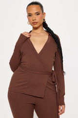 Cindy Wrap Top And Legging Set - Chocolate