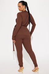 Cindy Wrap Top And Legging Set - Chocolate