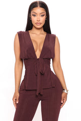 Marceline Ribbed Pant Set 33.5 - Chocolate