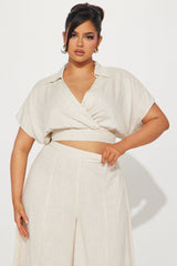 Lucky Day Linen Pant Set - Oatmeal