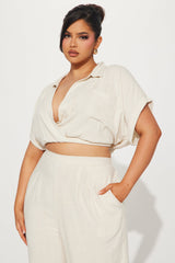 Andrea Linen Pant Set - Oatmeal