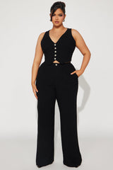 Act Right Linen Pant Set - Black