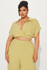 Andrea Linen Pant Set - Chartreuse