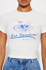 Eat Spaghetti Baby Tee - White