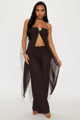 Coastal Elegance Pant Set - Brown