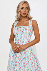 Tara Floral Skirt Set - Blue/combo