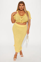 Brunch Mimosas Midi Skirt Set - Yellow