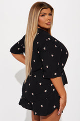 Pretty Girl Era Embroidered Short Set - Black