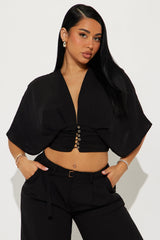 Soft Breeze Wide Leg Pant Set - Black