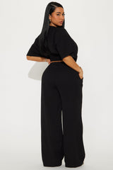 Soft Breeze Wide Leg Pant Set - Black