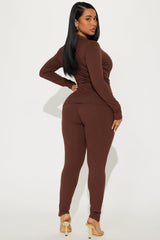 Cindy Wrap Top And Legging Set - Chocolate