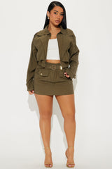 Safari Vibe Skirt Set - Olive