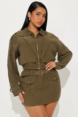 Safari Vibe Skirt Set - Olive
