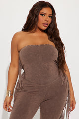 Festival Fringe Washed Pant Set - Mocha