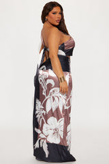 Mahalyn Satin Skirt Set - Black/combo