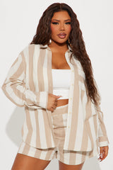 Bahamas Striped Short Set - Khaki/combo