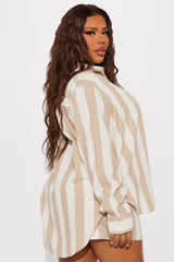 Bahamas Striped Short Set - Khaki/combo