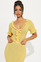 Brunch Mimosas Midi Skirt Set - Yellow