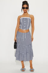 On A Stroll Gingham Skirt Set - Black/White