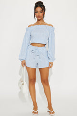 Still Here Striped Short Set - Blue