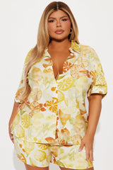 Citrus Charm Short Set - Yellow/combo
