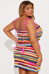 Marina Striped Crochet Skirt Set - Pink/combo