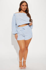 Still Here Striped Short Set - Blue