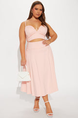 Bubbly Nights Midi Skirt Set - Pink
