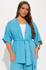 Perfect Getaway Linen Pant Set - Aqua