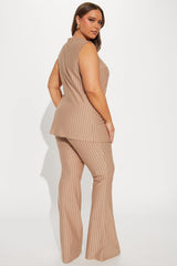 Like A Boss Pinstripe Vest And Pant Set - Taupe